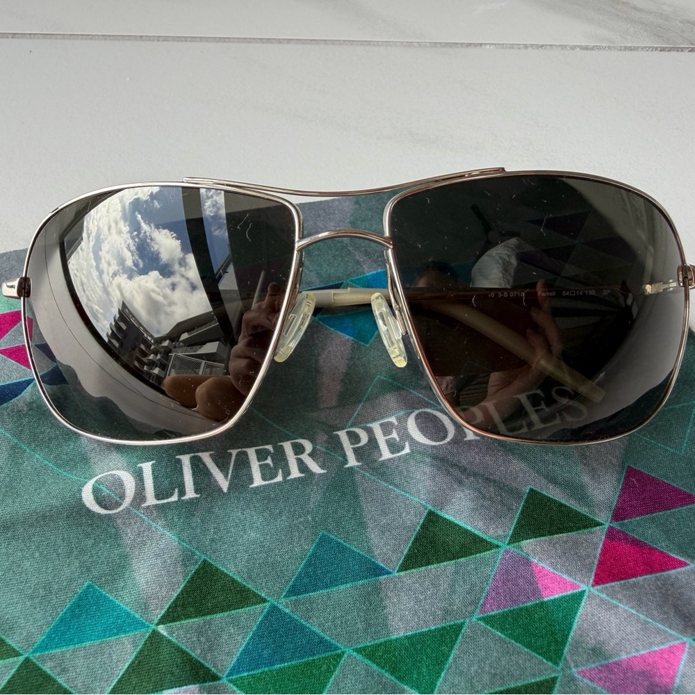 Oliver Peoples Silver Aviator Sunglasses